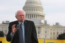 Sen. Bernie Sanders (I-VT) speaking at a protest on Capitol Hill, Jan. 24, 2012, Washington DC © Rick Reinhard