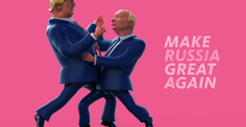 January 14 2017: Character portrait of Donald Trump and Vladimir Putin dancing. 3D illustration