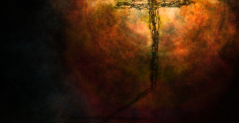 Grungy warm toned yellow orange textured Cross