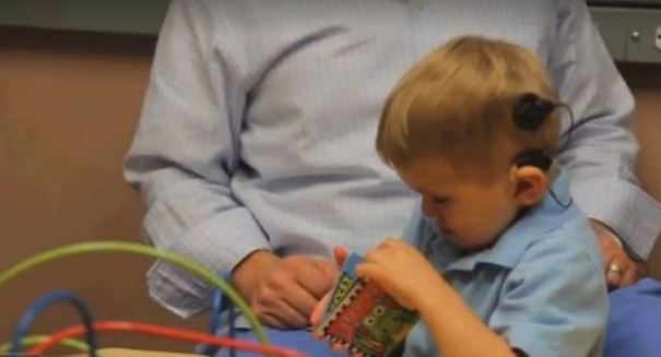 New implant helps 3-year-old boy hear his dad’s voice for the first time