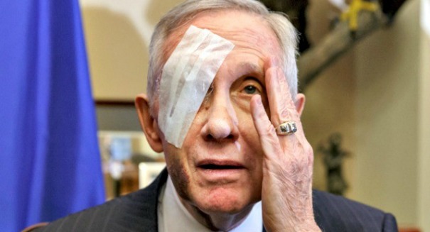 Image result for picture, harry reid with bandage on eye