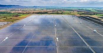 Aerial View Solar Farm , Solar Panels
