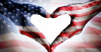 Love And Patriotism - Usa Flag On Heart Shaped Hands