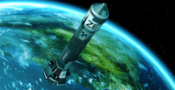 The Nuclear Rocket Launch. Realistic 3D Rendering.